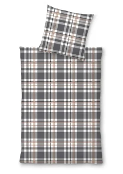 INSPIRATION HOME Flanell-Bettwäsche BENJAMIN 135 x 200 cm anthrazit