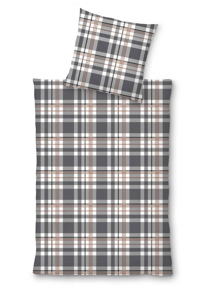 INSPIRATION HOME Flanell-Bettwäsche BENJAMIN 135 x 200 cm anthrazit