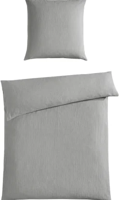 INSPIRATION HOME Musselin-Bettwäsche 155 x 220 cm silberfarbig