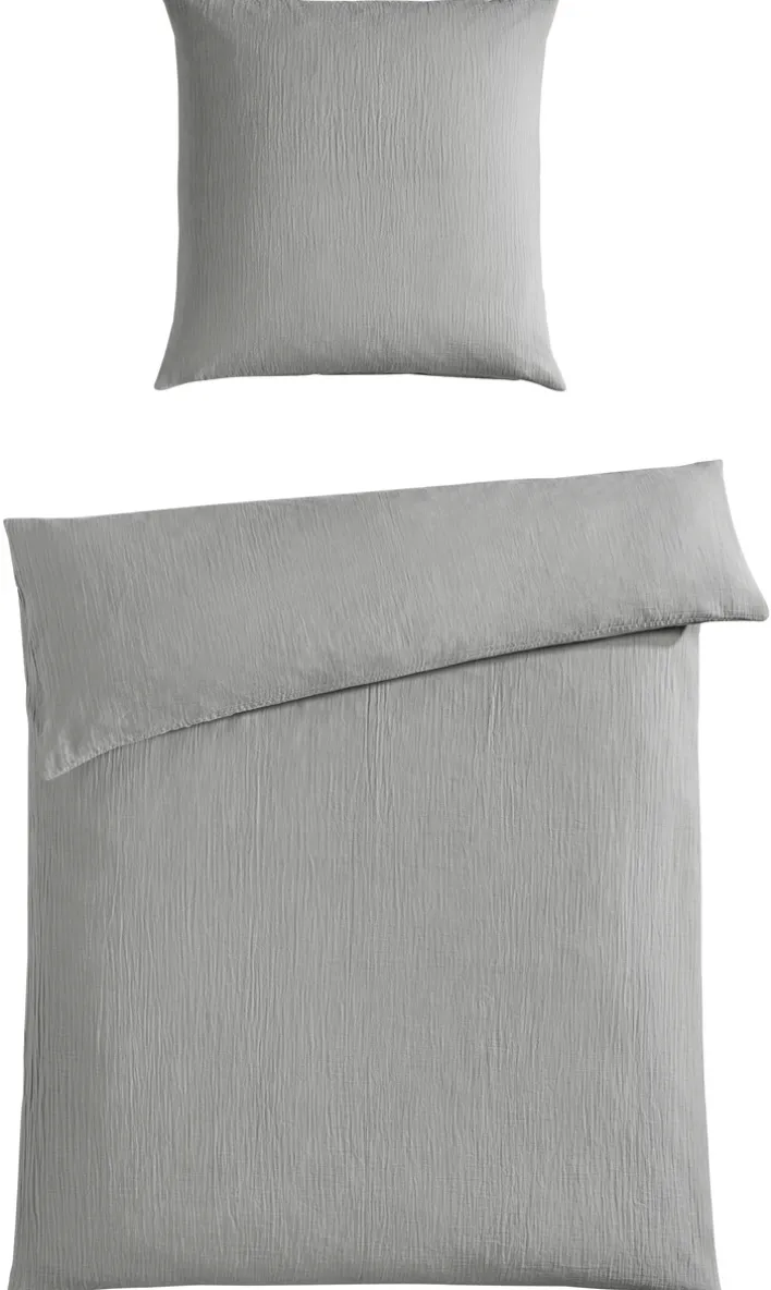 INSPIRATION HOME Musselin-Bettwäsche 155 x 220 cm silberfarbig