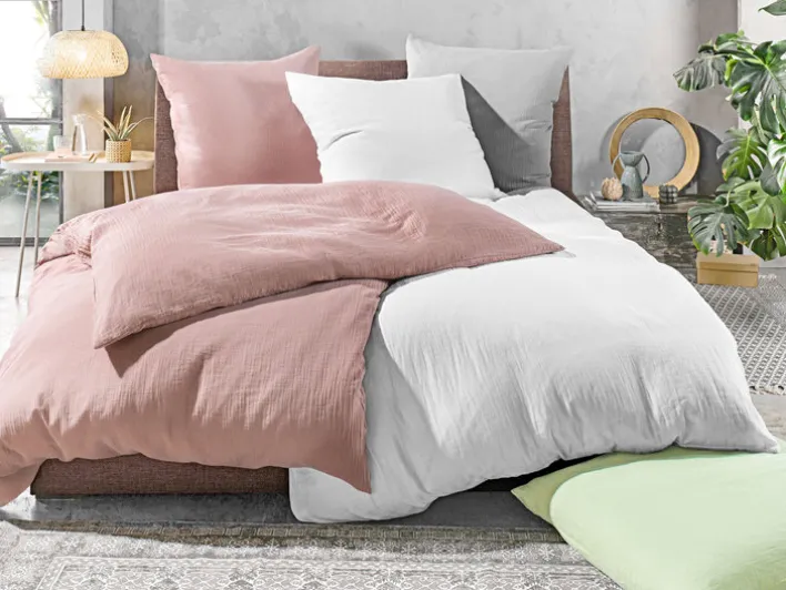 INSPIRATION HOME Musselin-Bettwäsche 135 x 200 cm mauve