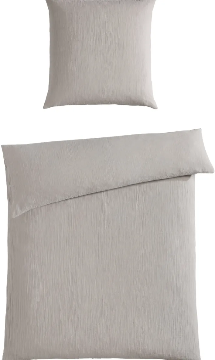 INSPIRATION HOME Musselin-Bettwäsche 135 x 200 cm greige