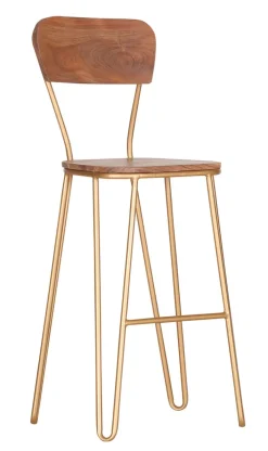 INTERhome Barstuhl STRANGE Akazie massiv/ goldfarbig