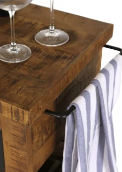 INTERhome Barwagen BARNEY 97 x 85 cm Mango Massivholz/schwarz