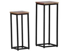 INTERhome Beistelltisch CHUCK Akazie Massivholz Set 2-tlg. Durchmesser 23/19 cm pulverbeschichtet Natur