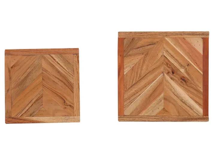 INTERhome Beistelltisch CHUCK Akazie Massivholz Set 2-tlg. Durchmesser 23/19 cm pulverbeschichtet Natur