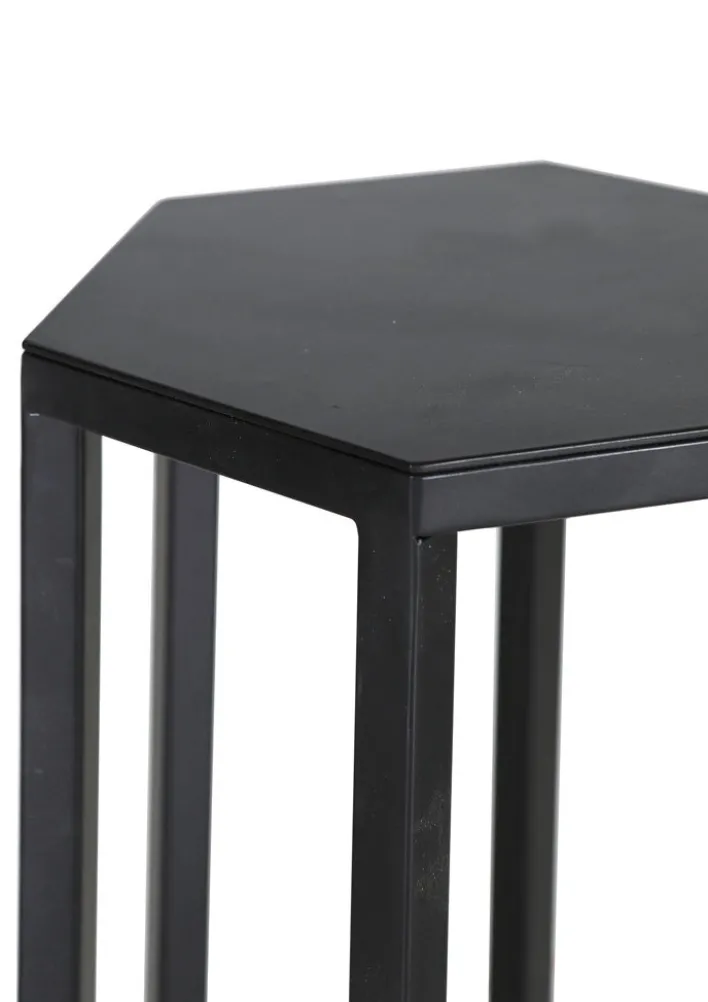 INTERhome Beistelltisch CHUCK 2er-Set Metall pulverbeschichtet 23 x 20 x 60 cm/19 x 16 x 50 cm Schwarz