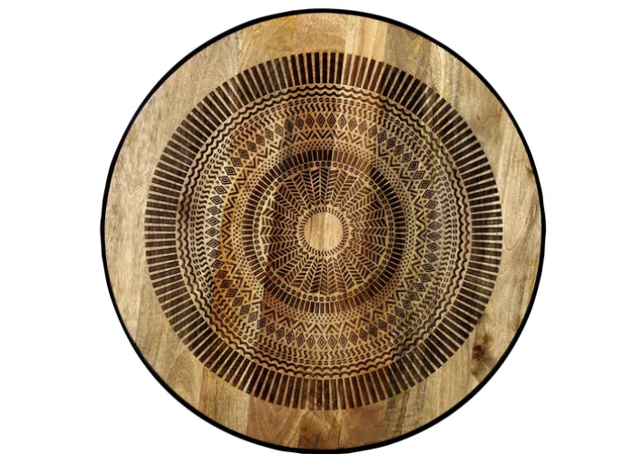 INTERhome Couchtisch SANTA CRUZ Ø 88 cm Mango Massiv/schwarz