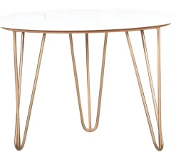 INTERhome Couchtisch STEEN 65 x 45 cm Marmor weiß/ goldfarbig