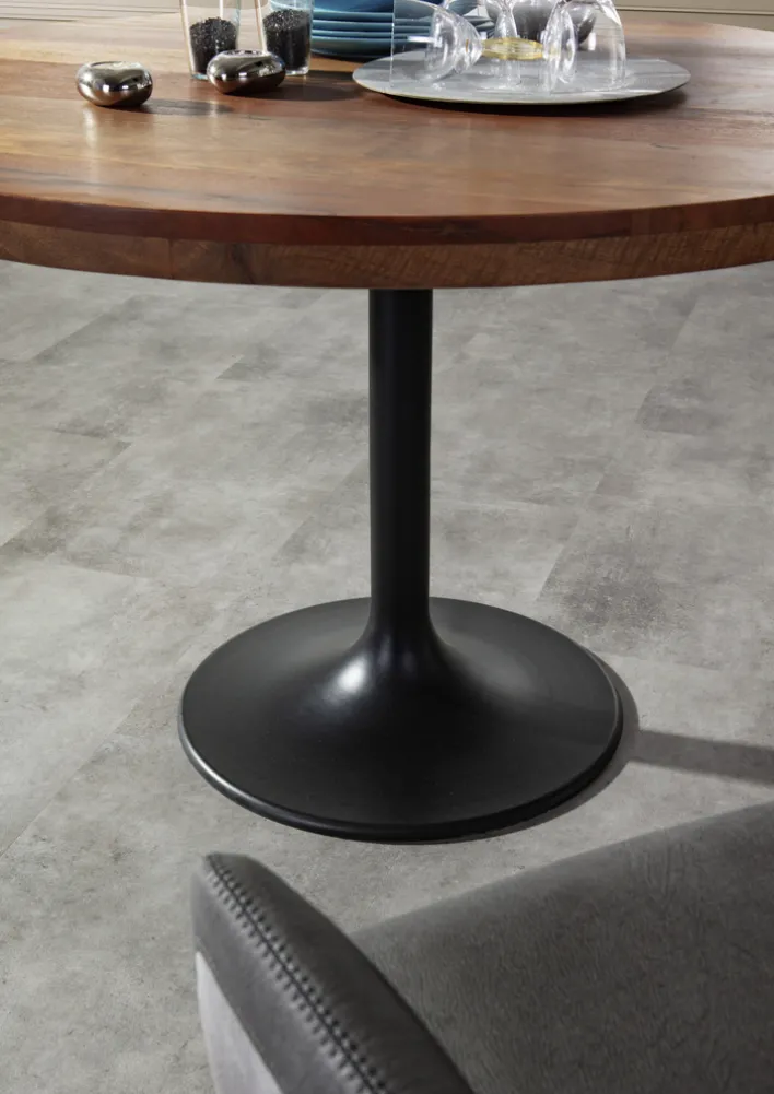 INTERhome Esstisch NORMANDY Ø 120 cm recycled Altholz/schwarz