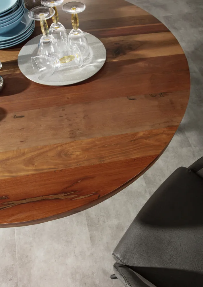 INTERhome Esstisch NORMANDY Ø 120 cm recycled Altholz/schwarz