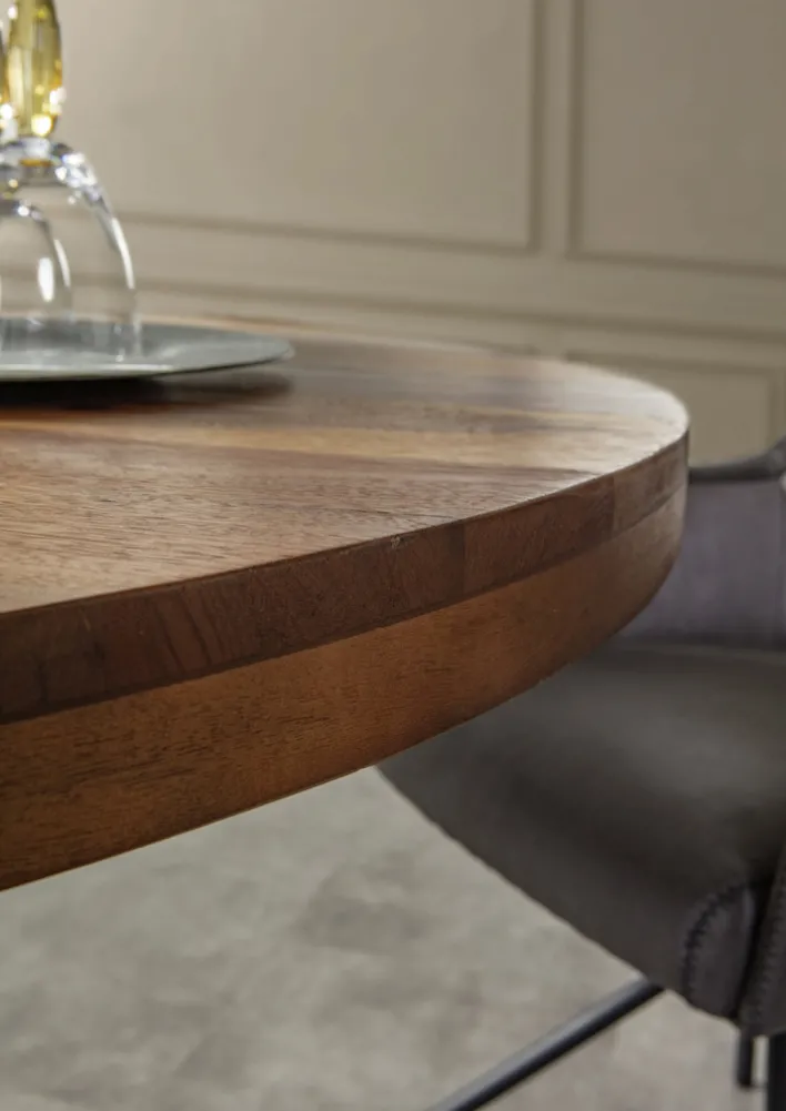 INTERhome Esstisch NORMANDY Ø 120 cm recycled Altholz/schwarz