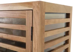 INTERhome Glasschrank SHOWCASE 100 x 160 cm Akazie massiv natur gesmoked lackiert/Glastüren