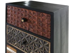 INTERhome Kommode ANTONIO 45 x 120 cm Mango massiv schwarz/Multicolor