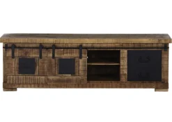 INTERhome Lowboard BARNEY 160 x 50 cm Mango Massivholz/schwarz