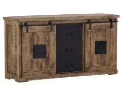 INTERhome Sideboard BARNEY 160 x 85 cm Mango Massivholz/schwarz