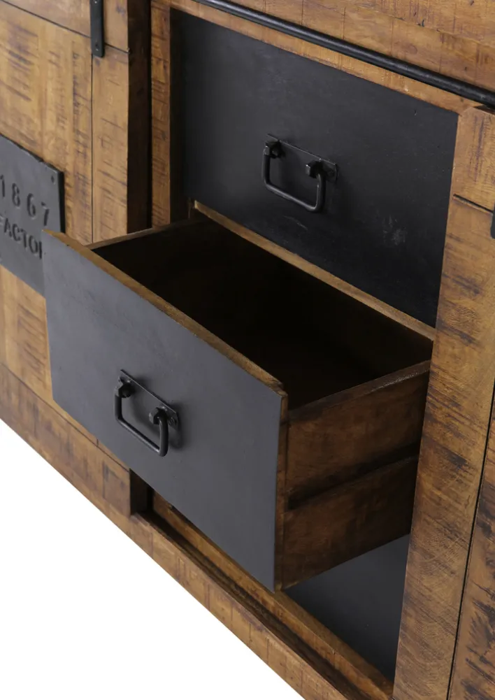 INTERhome Sideboard BARNEY 160 x 85 cm Mango Massivholz/schwarz