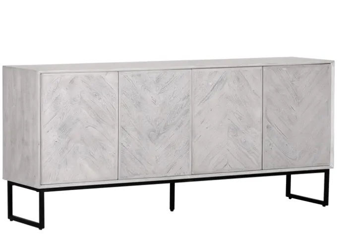 INTERhome Sideboard CESARO 175 x 78 cm Mango massiv sandgestrahlt/weiß vintage