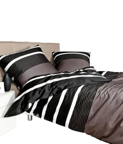 J. D. Janine Mako-Satin-Bettwäsche 135 x 200 cm braun/schwarz