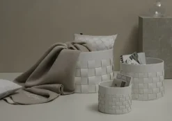 JOOP! Korb CORNFLOWER Kunstleder Ø 20,5 cm Höhe 16 cm Weiß