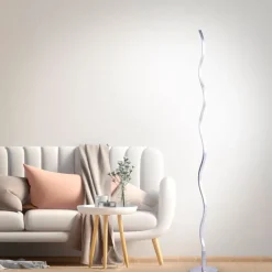 JUST LIGHT LED Stehlampe WAVE 120 cm stahlfarbig