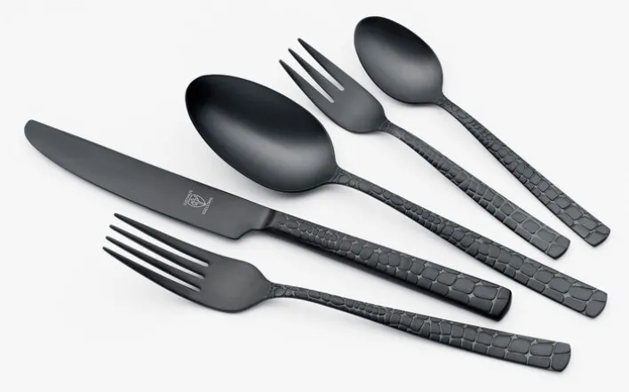 JUSTINUS Besteck Set 30 teilig CROCO schwarz