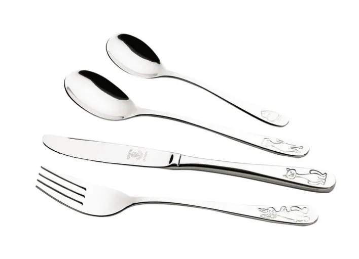 JUSTINUS Kinderbesteck TIERE 4-teilig Edelstahl silberfarbig