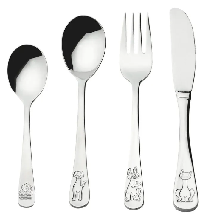JUSTINUS Kinderbesteck TIERE 4-teilig Edelstahl silberfarbig