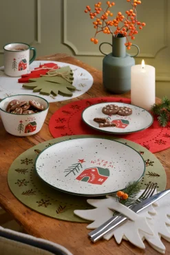 Kaffeebecher MERRY CHRISTMAS Steingut 430ml Weiß/Mehrfarbig