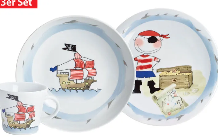 KAHLA Kindergeschirr SCHATZPIRAT 3 teilig Weiß mit Motiv