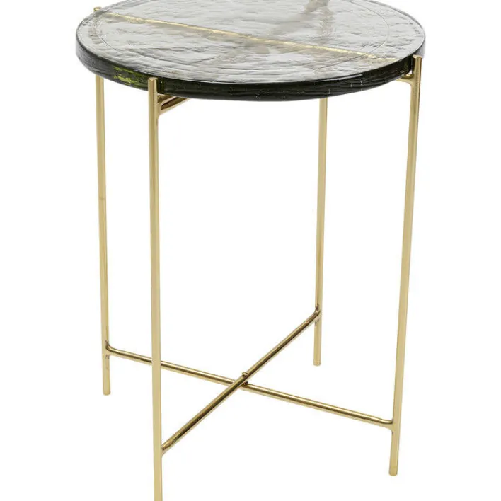 KARE DESIGN Beistelltisch rund ICE 40 cm Stahl/Glas goldfarbig