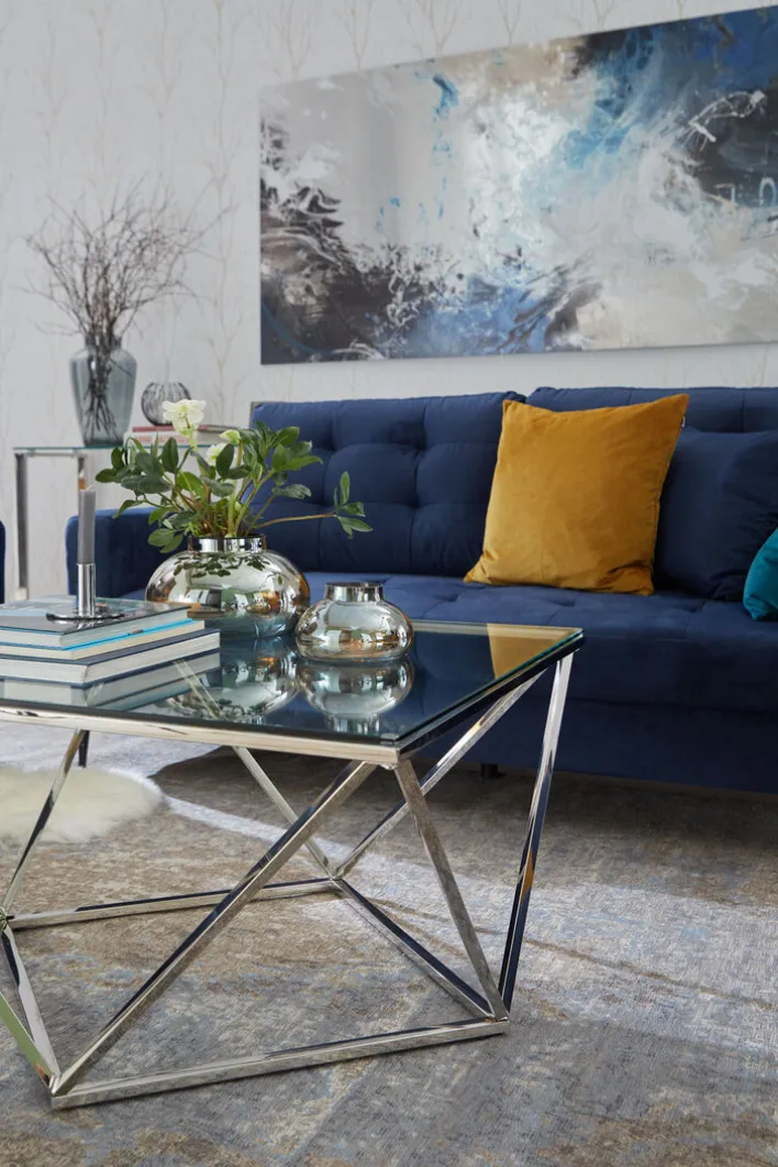 KARE DESIGN Couchtisch CRISTALLO 45 x 80 cm Edelstahl/Glas weiß