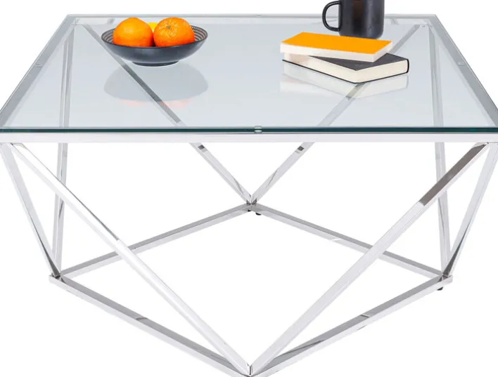 KARE DESIGN Couchtisch CRISTALLO 45 x 80 cm Edelstahl/Glas weiß