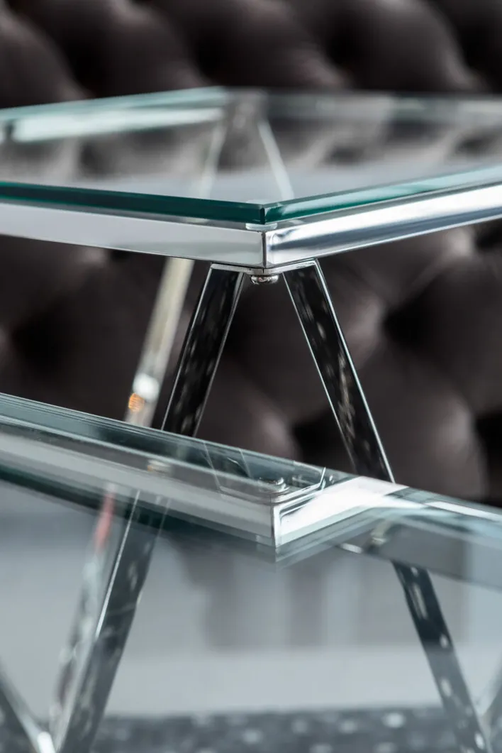 KARE DESIGN Couchtisch CRISTALLO 45 x 80 cm Edelstahl/Glas weiß