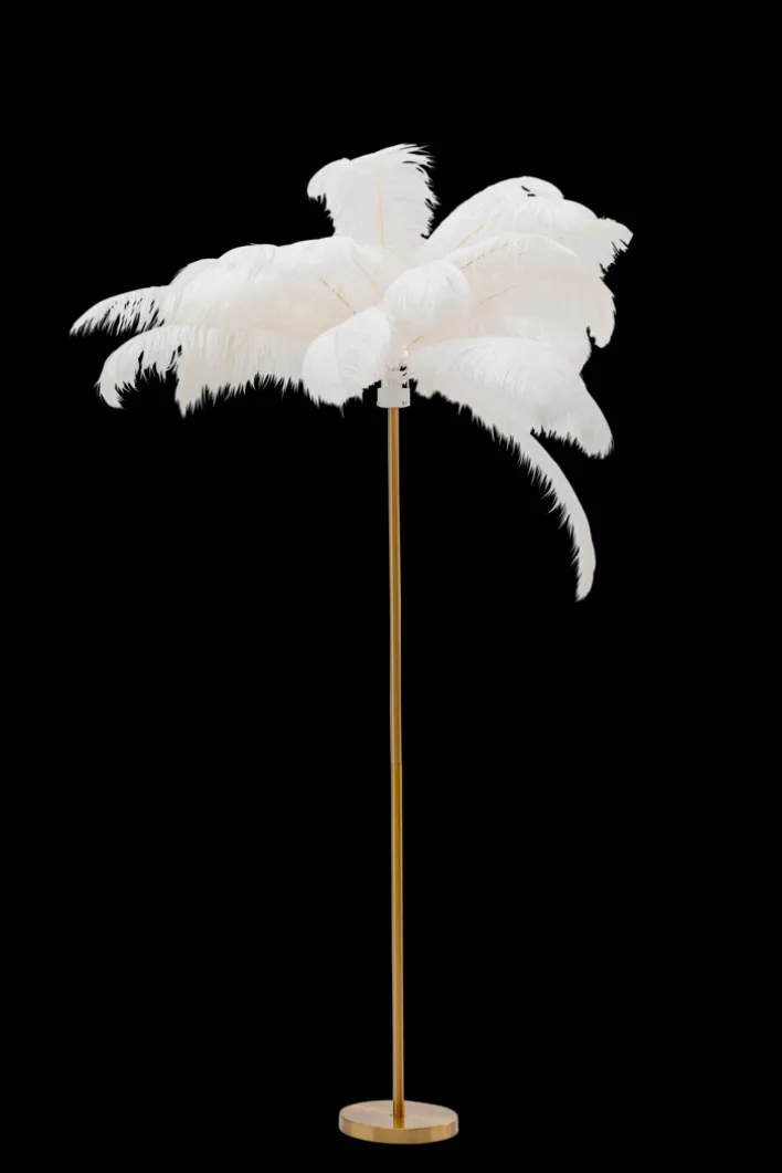 KARE DESIGN Deko-Stehleuchte FEATHER PALM weiß/goldfarbig
