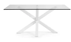 Kave Home Esstisch ARGO 160 x 90 cm weiß /Klarglas