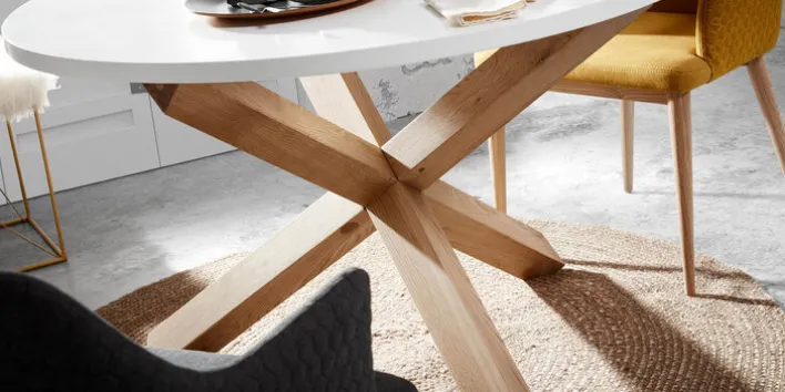 Kave Home Esstisch rund LOTUS 120 cm Buche NB /weiß NB