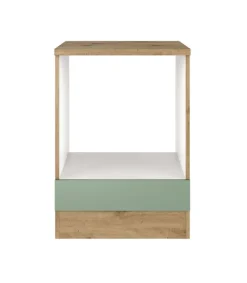 Küche Herdumbauschrank Fiona 85 cm Eiche / grün