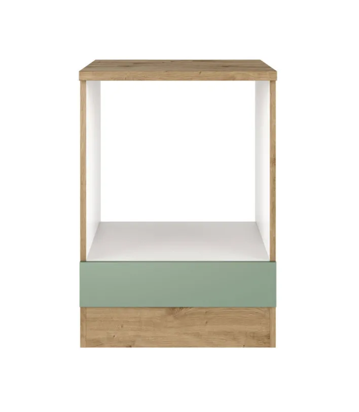 Küche Herdumbauschrank Fiona 85 cm Eiche / grün