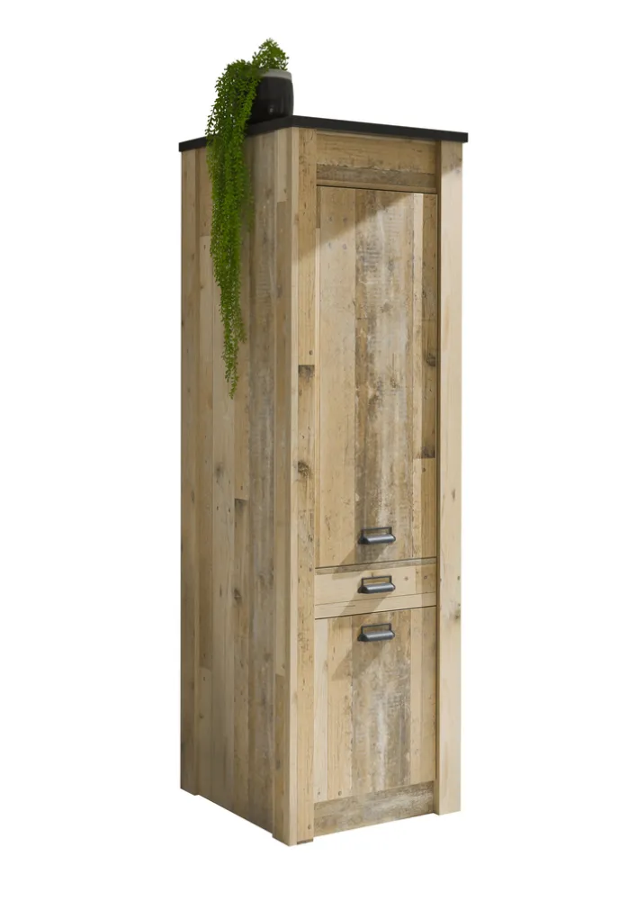 Küche Stauraumschrank SHERWOOD ca. 62 x 201 x 64 cm Old Style hell Dekor