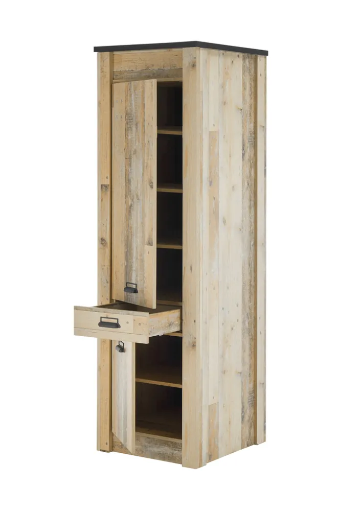 Küche Stauraumschrank SHERWOOD ca. 62 x 201 x 64 cm Old Style hell Dekor