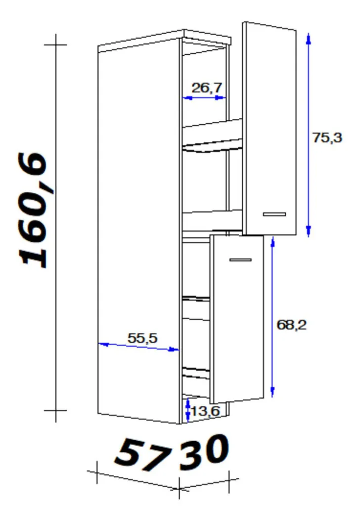 Küchen Apothekerschrank AVILA Eiche /weiß matt