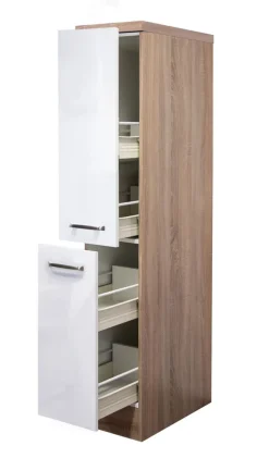 Küchen Apothekerschrank LUKE Eiche/ weiß