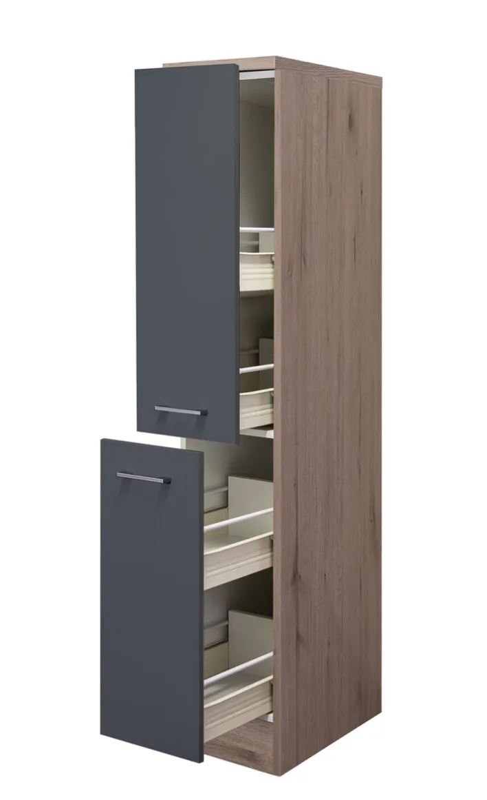 Küchen Apothekerschrank RALPH Eiche/ grau