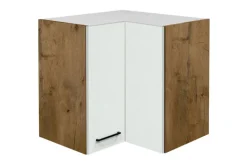 Küchen Eckhängeschrank AVILA 60 cm Eiche /weiß matt