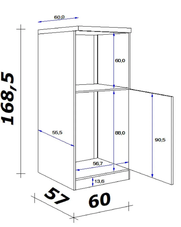 Küchen Geräteumbauschrank LUCCA 168,5 cm weiß/ grau