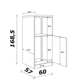 Küchen Geräteumbauschrank LUCCA 168,5 cm weiß/ grau