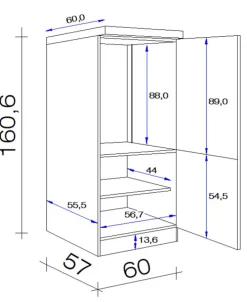 Küchen Geräteumbauschrank WITO 161 cm weiß