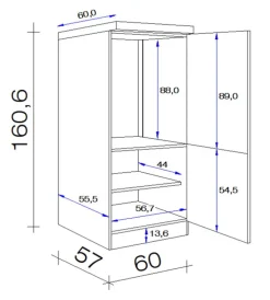 Küchen Geräteumbauschrank WITO 161 cm weiß