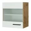 Küchen Glas-Hängeschrank AVILA 50 cm Eiche /weiß matt